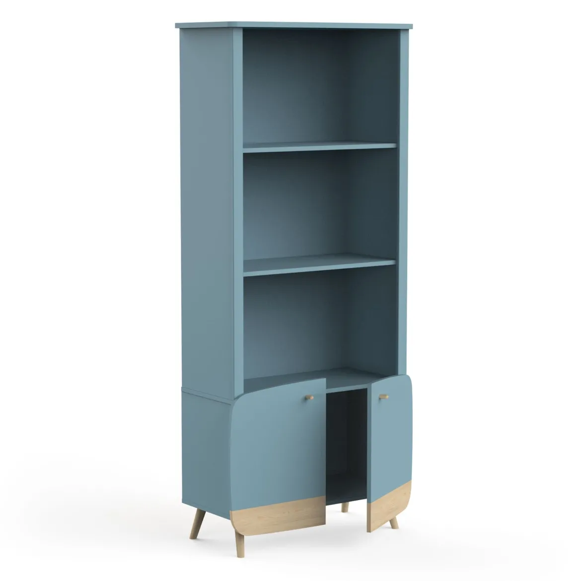 Bibliothèque en bois avec 3 niches et 2 portes LOUISON - B2002