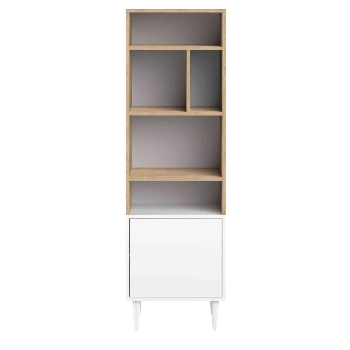 Bibliothèque en bois avec placard et niche de rangement - BI6005