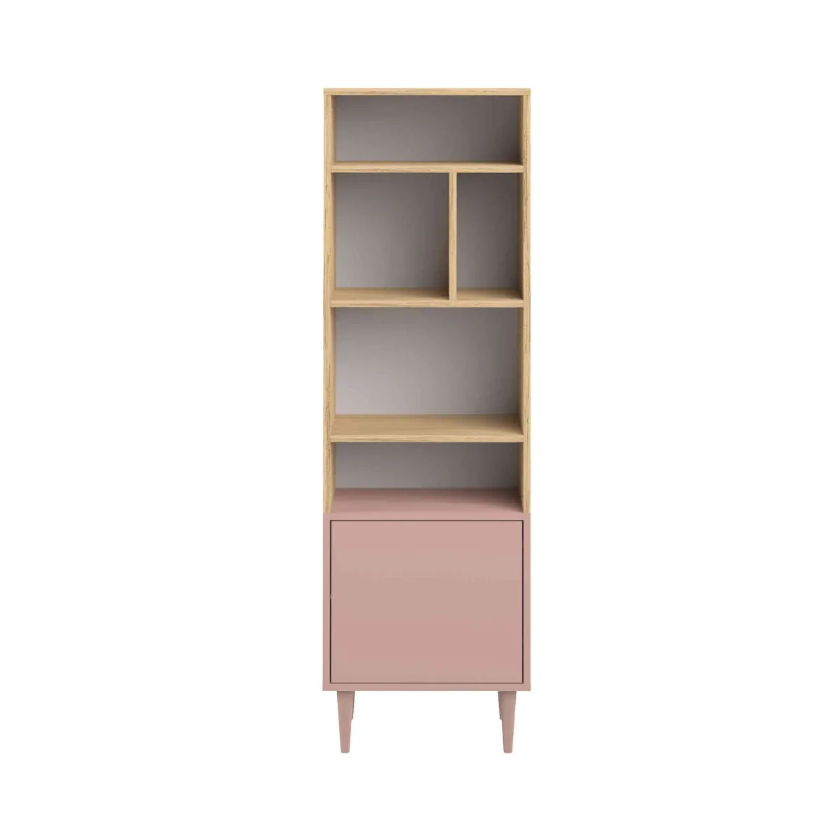 Bibliothèque en bois avec placard et niche de rangement - BI6005