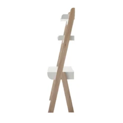Bureau avec 2 étagères et 2 niches en MDF chêne clair et blanc - BU16022