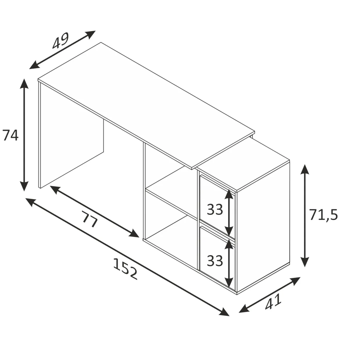 Bureau blanc multiposition avec rangements - BU81004