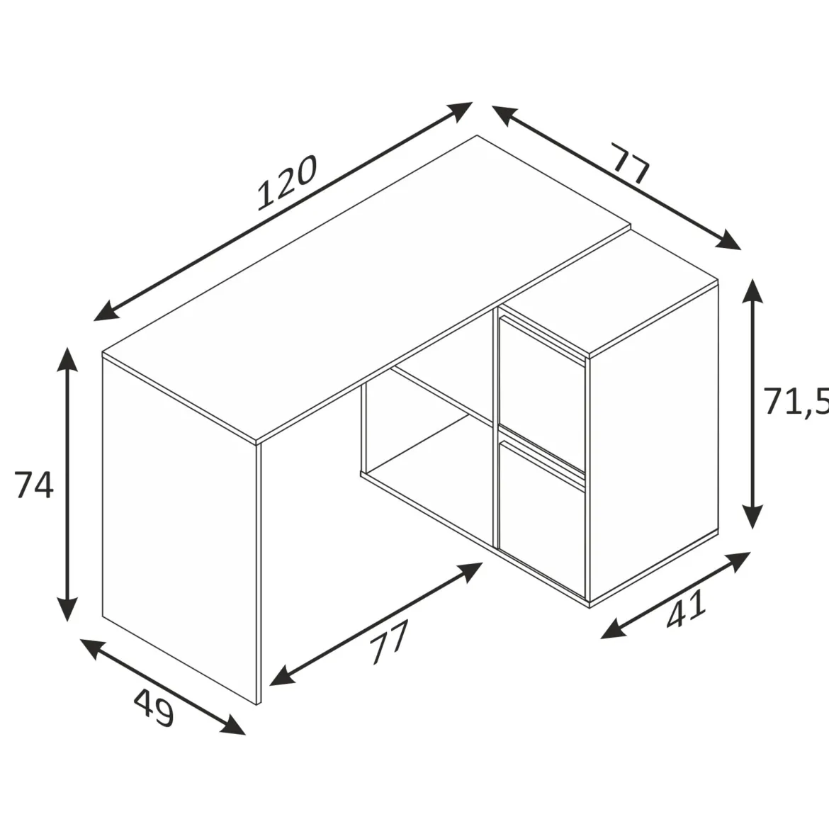 Bureau blanc multiposition avec rangements - BU81004