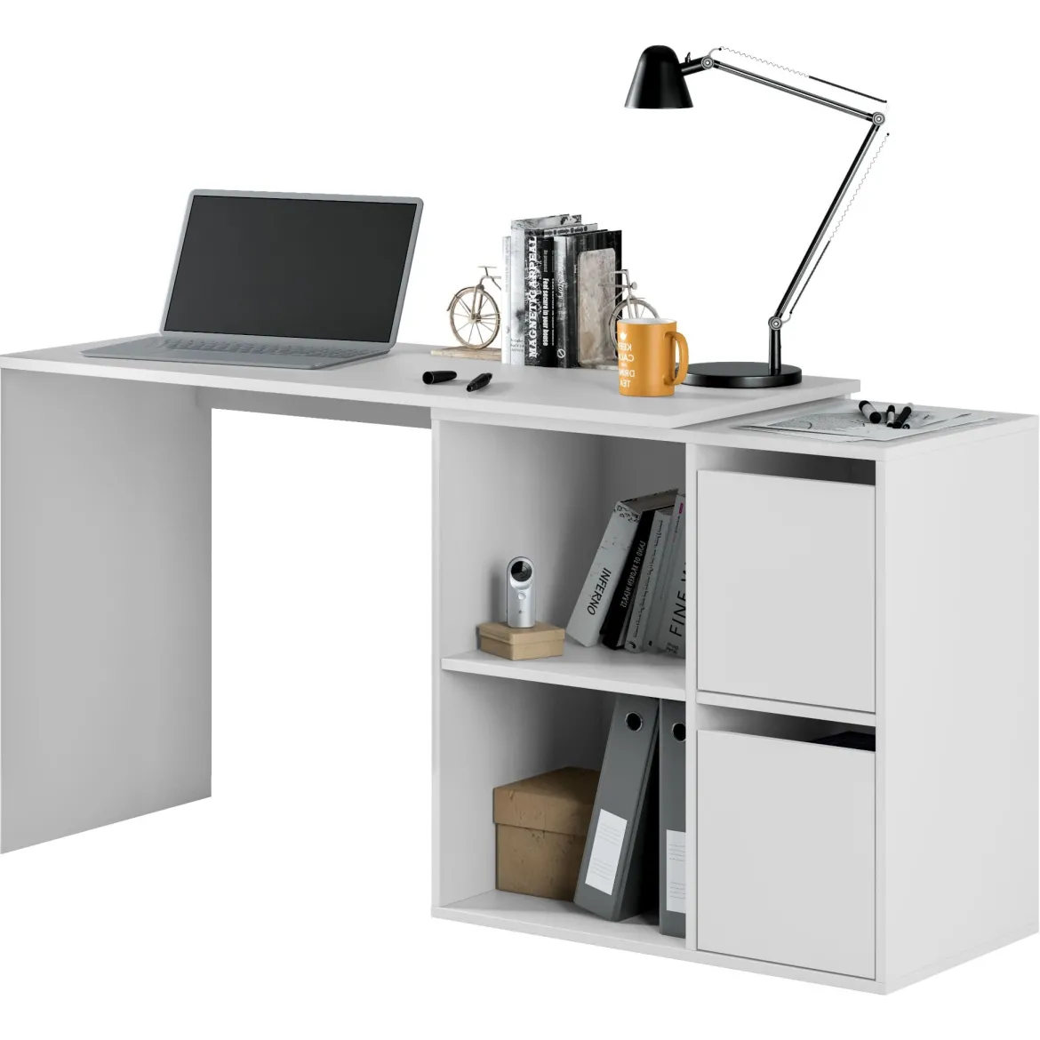 Bureau blanc multiposition avec rangements - BU81004
