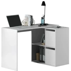 Bureau blanc multiposition avec rangements - BU81004