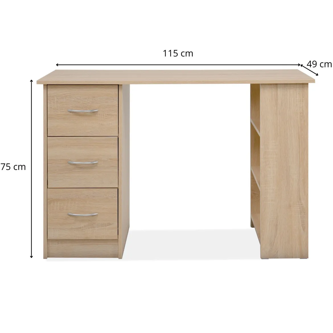 Bureau bois avec tiroirs et étagère