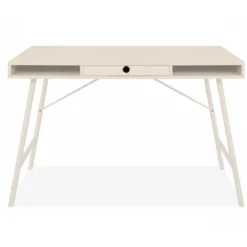 Bureau bois et métal beige avec tiroir et niches