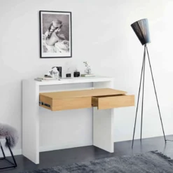 Bureau coulissant avec tiroirs en bois - BU0055