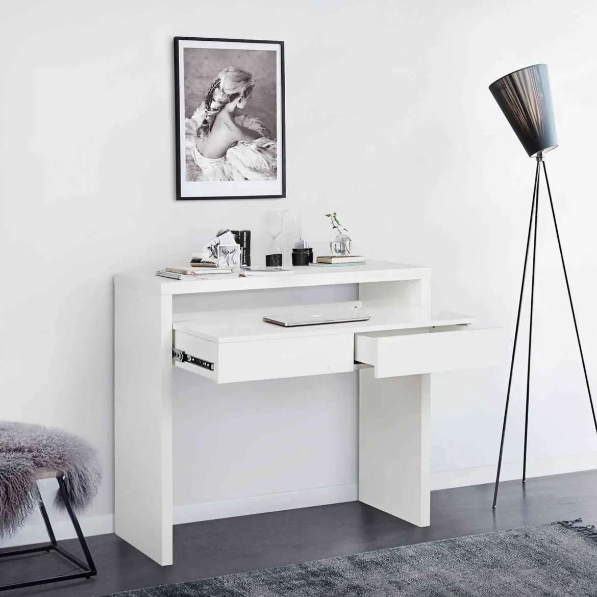 Bureau coulissant avec tiroirs en bois - BU0055