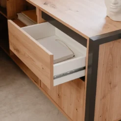 Bureau d'angle bois clair contrasté - BU70105