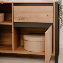 Bureau d'angle bois clair contrasté - BU70105