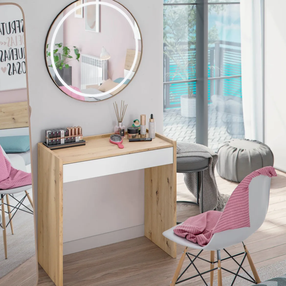 Bureau en bois avec tiroir