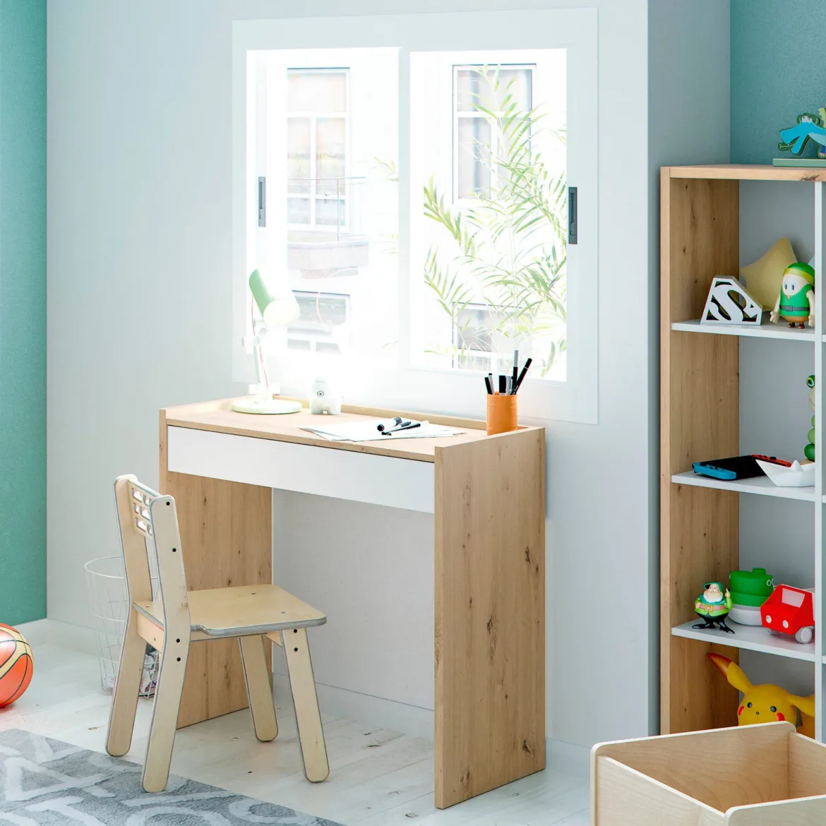 Bureau en bois avec tiroir