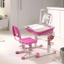 Bureau enfant ajustable en hauteur rose 301 + chaise - Terre de Nuit