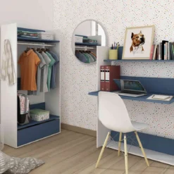 Bureau enfant à paroi en bois blanc - BU9017