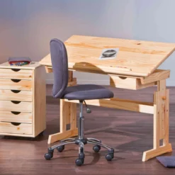 Bureau enfant à plan inclinable + tiroir en bois - BU12058