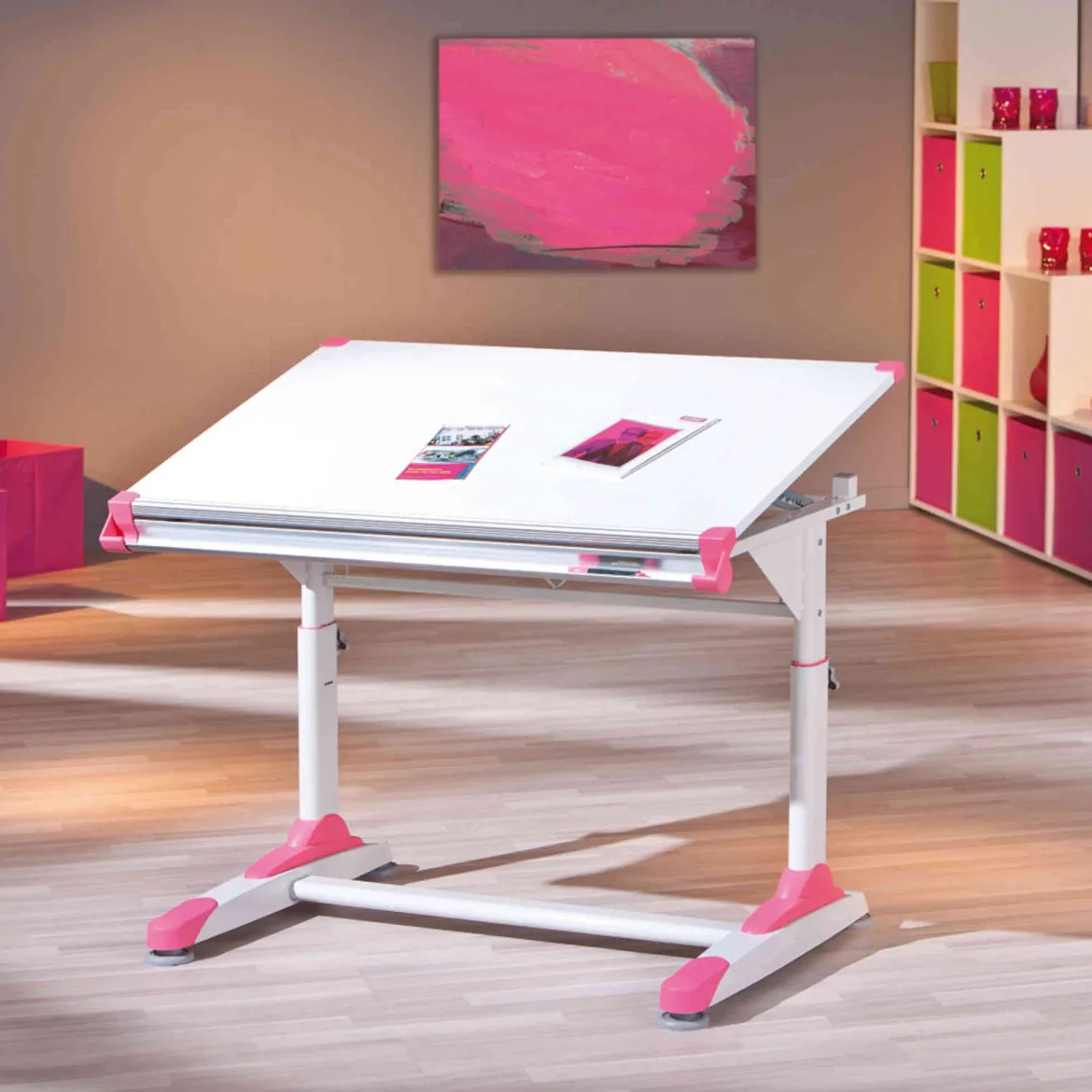 Bureau enfant à plan inclinable en bois blanc - BU12061