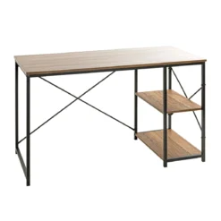 Bureau 2 niches en bois foncé et en métal noir laqué - BU15050
