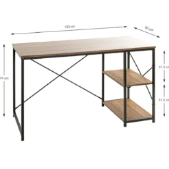 Bureau 2 niches en bois foncé et en métal noir laqué - BU15050
