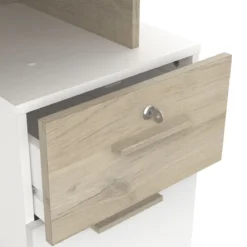 Bureau 2 portes et 2 tiroirs coloris chêne clair et blanc - BU223