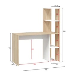 Bureau réversible avec étagères