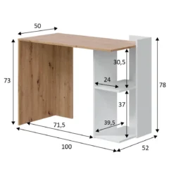 Bureau réversible en bois avec rangement
