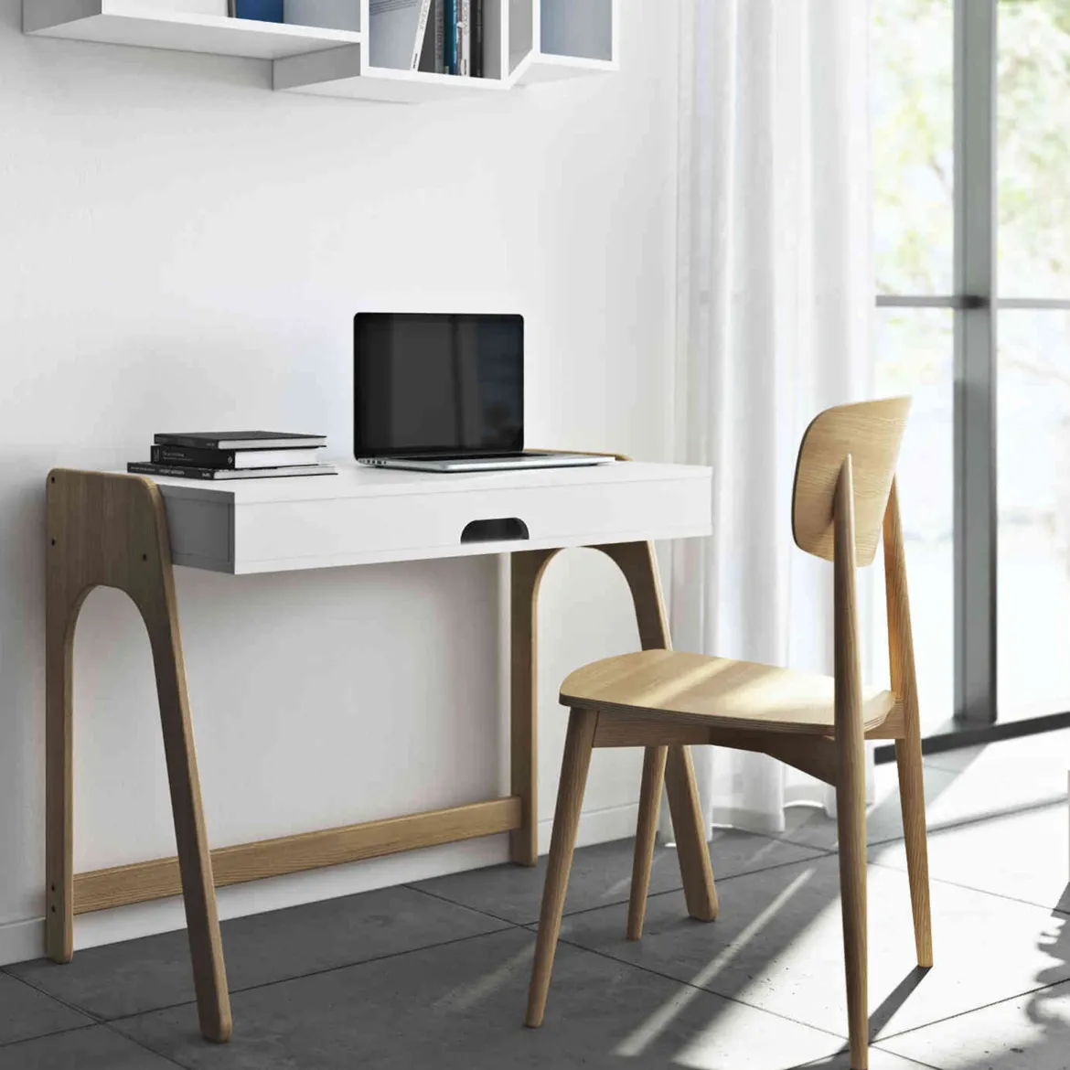 Bureau 1 étagère en bois - BU0001