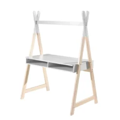 Bureau tipi enfant 2 niches en bois blanc - BU2034