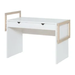 Bureau 2 tiroirs en bois blanc et imitation chêne - BU13038