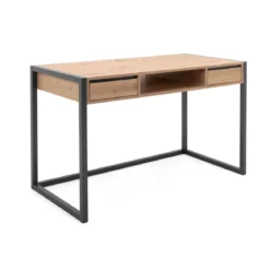 Bureau 2 tiroirs en bois imitation chêne - BU7109