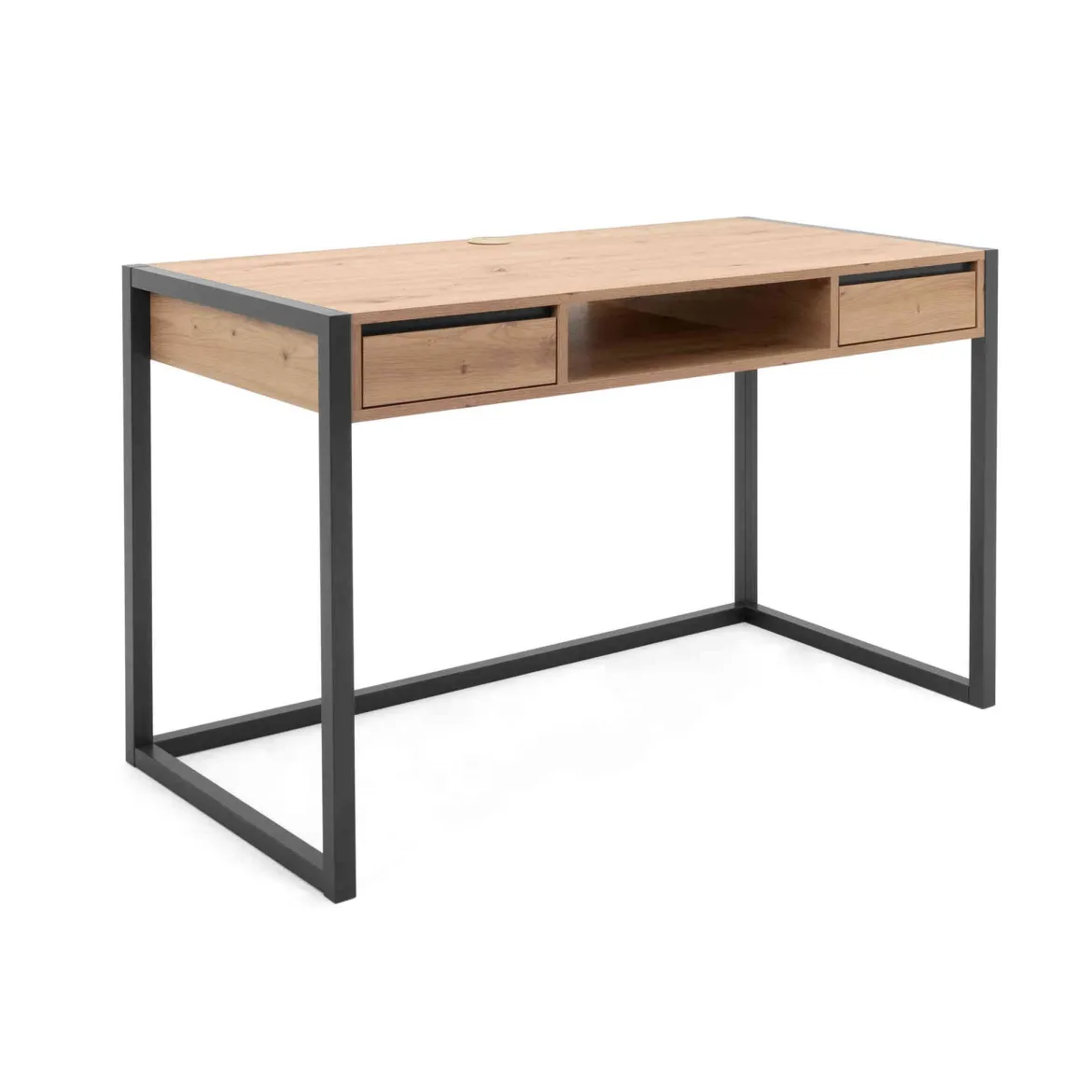 Bureau 2 tiroirs en bois imitation chêne - BU7109