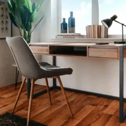 Bureau 2 tiroirs en bois imitation chêne - BU7109