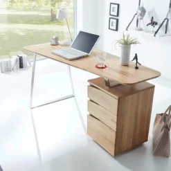 Bureau 3 tiroirs en bois massif chêne clair - BU16011