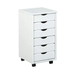 Caisson 6 tiroirs pin massif vernis blanc