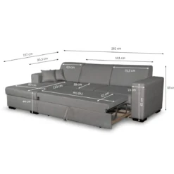 Canapé convertible d'angle droit 4 places en tissu - CA00003
