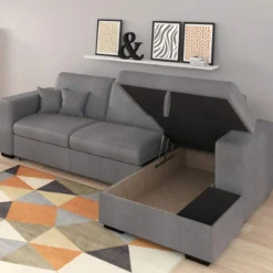 Canapé convertible d'angle droit 4 places en tissu - CA00003