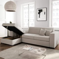 Canapé convertible d'angle gauche 4 places en tissu - CA00004