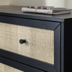 Chambre lit cannage avec commode ANNA