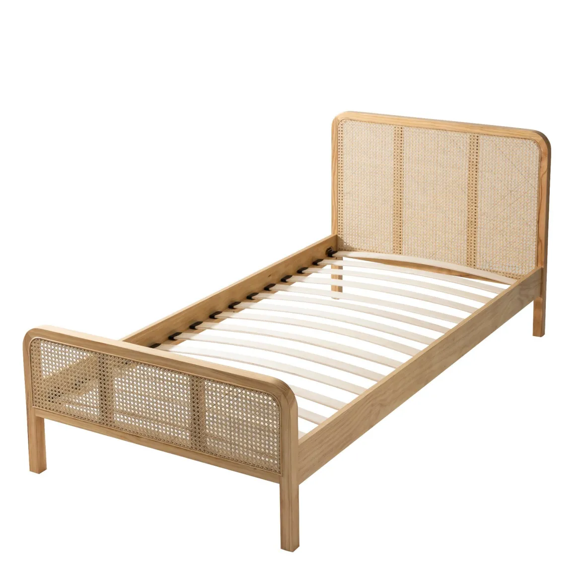 Chambre lit cannage enfant avec commode bois naturel ANNA