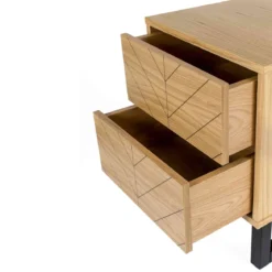 Chevet 2 tiroirs en bois imitation chêne - CH0022