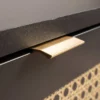 Chevet 2 tiroirs en bois noir impression cannage - CH7072
