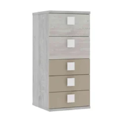 Chiffonnier 5 tiroirs en bois gris clair - CF9071