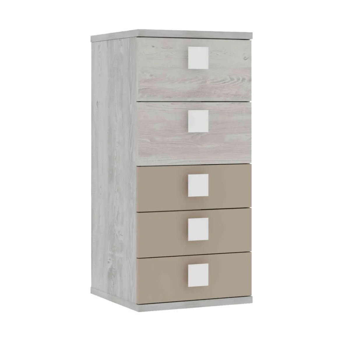 Chiffonnier 5 tiroirs en bois gris clair - CF9071