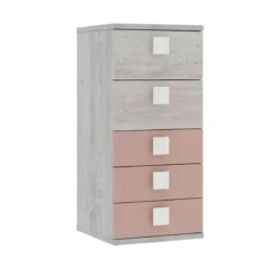 Chiffonnier 5 tiroirs en bois gris clair - CF9071