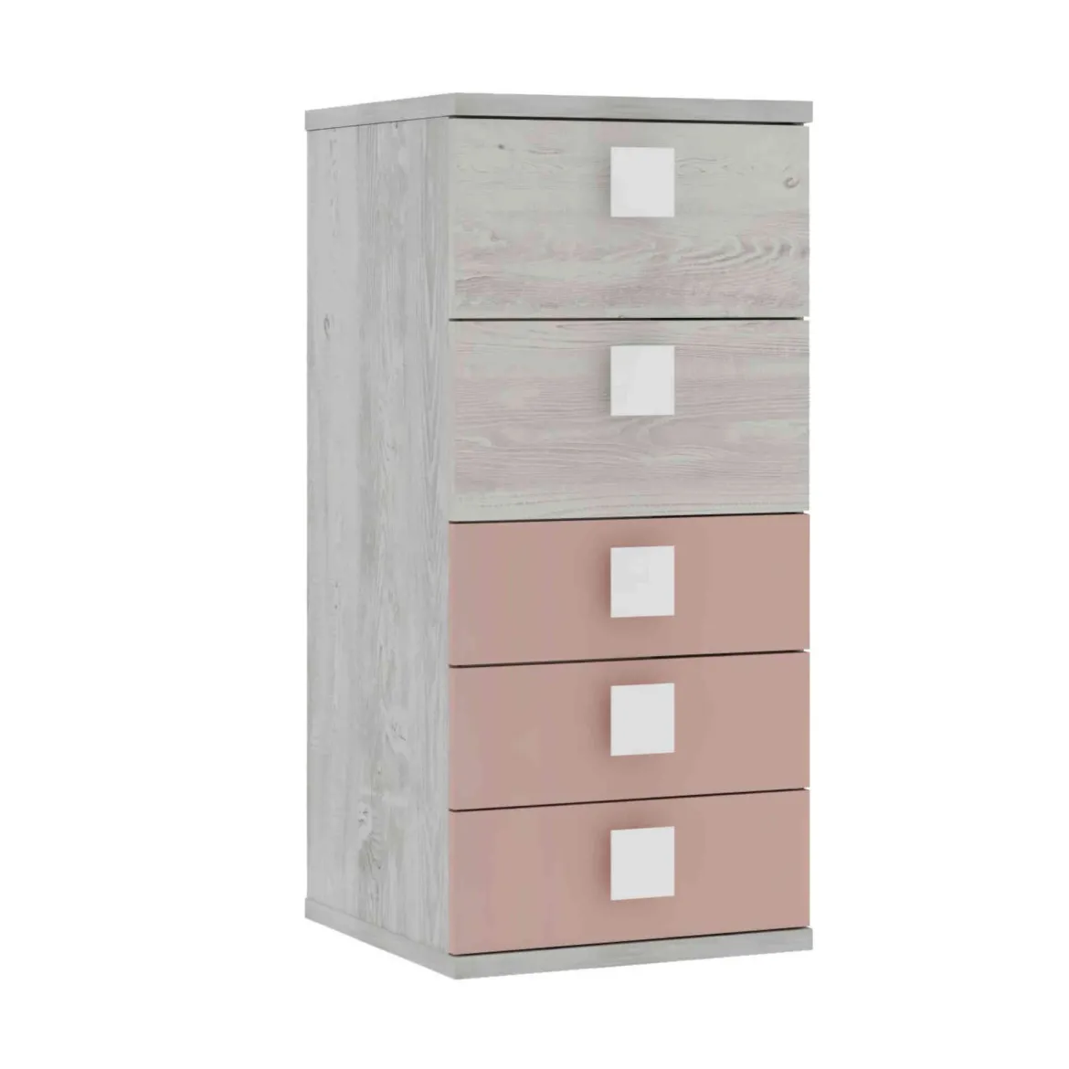 Chiffonnier 5 tiroirs en bois gris clair - CF9071