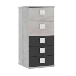 Chiffonnier 5 tiroirs en bois gris clair - CF9071