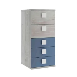 Chiffonnier 5 tiroirs en bois gris clair - CF9071