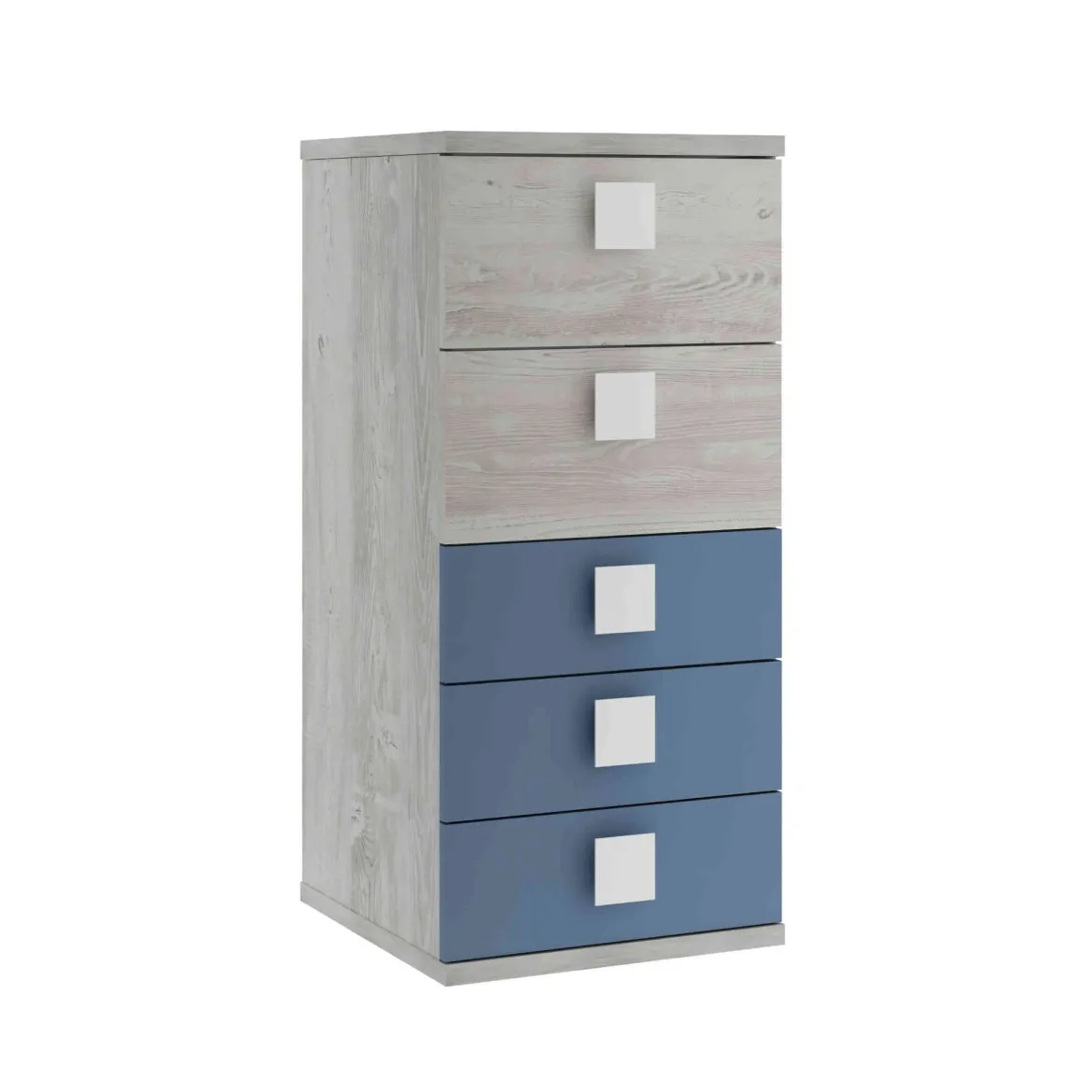 Chiffonnier 5 tiroirs en bois gris clair - CF9071