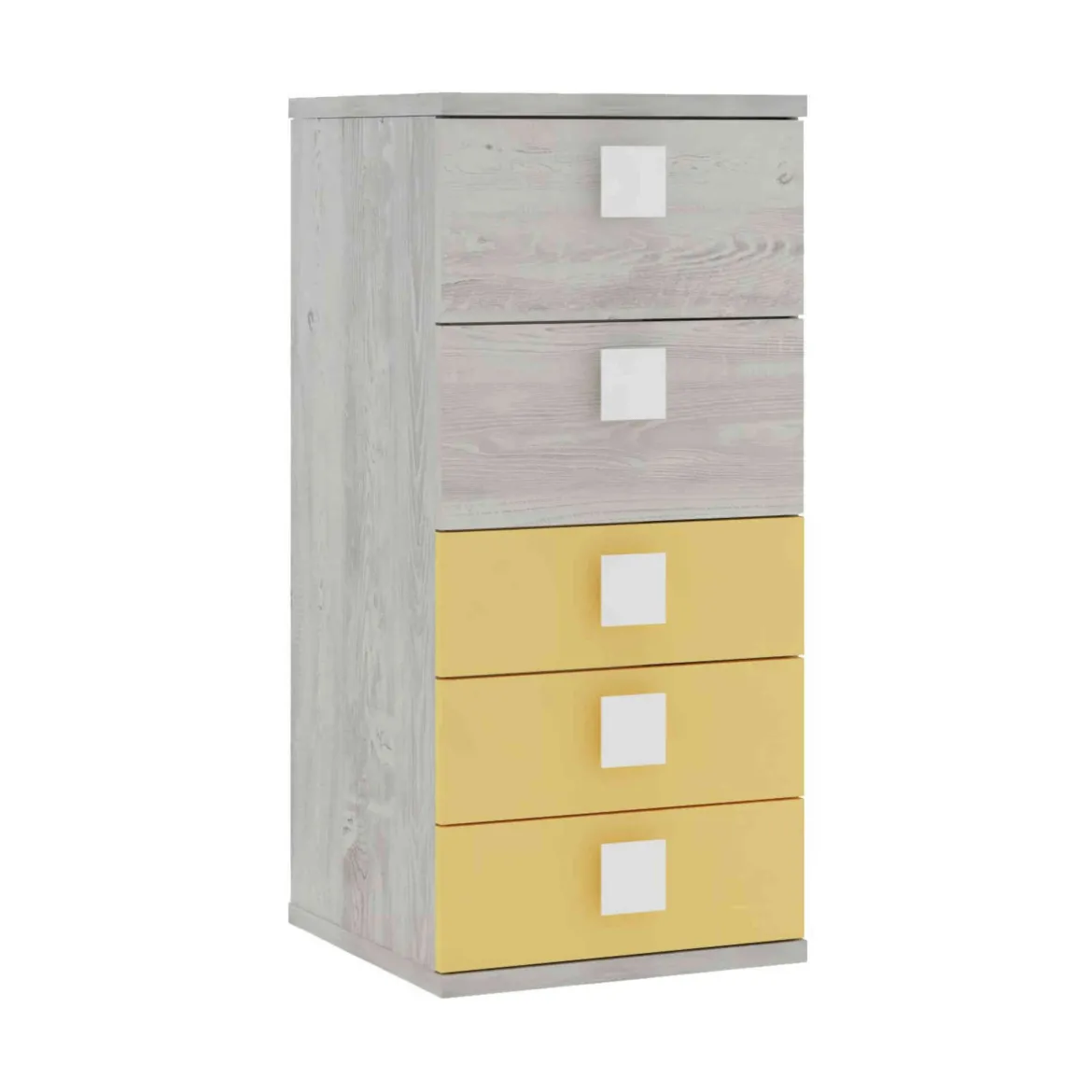 Chiffonnier 5 tiroirs en bois gris clair - CF9071