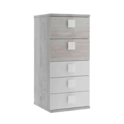 Chiffonnier 5 tiroirs en bois gris clair - CF9071