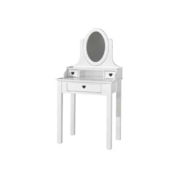 Coiffeuse bois blanc + miroir - Terre de Nuit